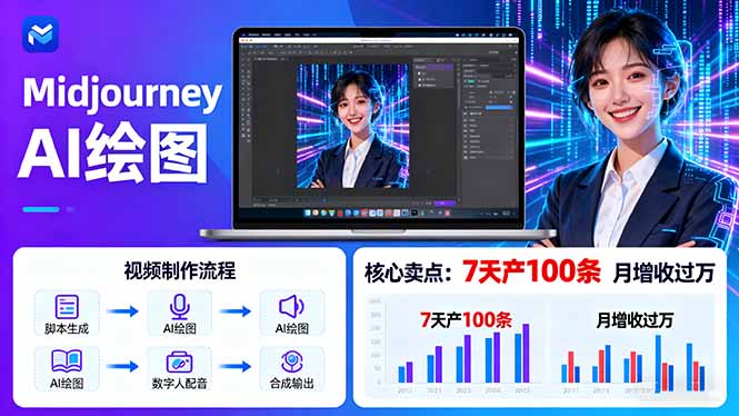 AI绘图照片开口说话视频制作：Midjourney+数字人，7天产100条月增收过万-yunhe