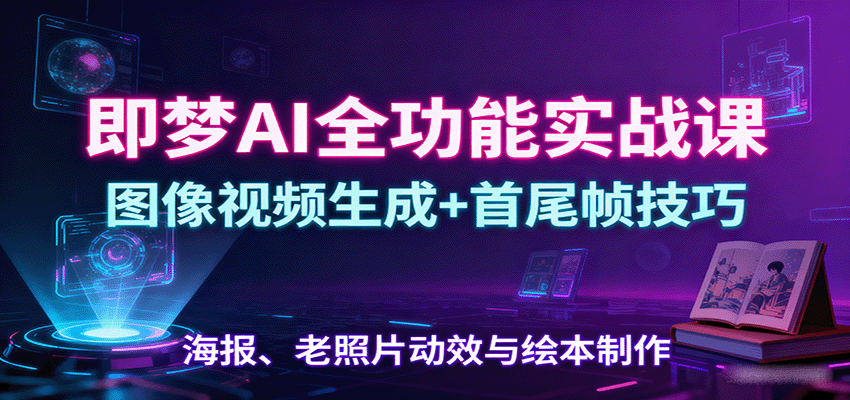 即梦AI全功能实战课：图像视频生成+首尾帧技巧，海报、老照片动效与绘本制作-yunhe