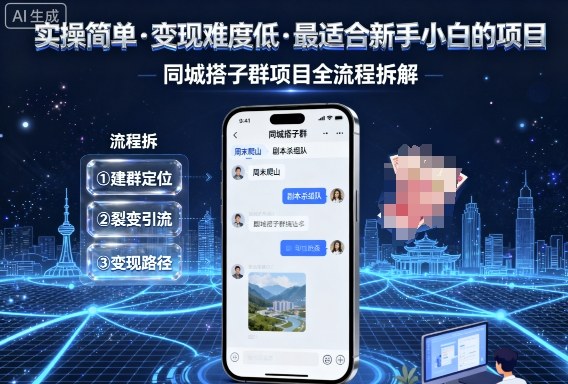 实操简单，变现难度低，最适合新手小白做的项目，每天轻松收入3张，同城搭子群项目全流程拆解-yunhe
