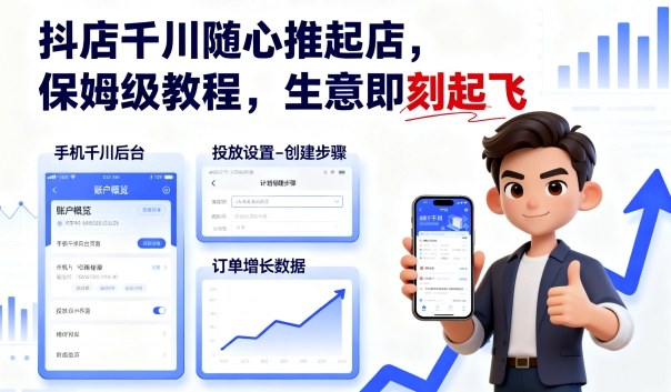 抖店千川随心推起店，保姆级教程，生意即刻起飞-yunhe