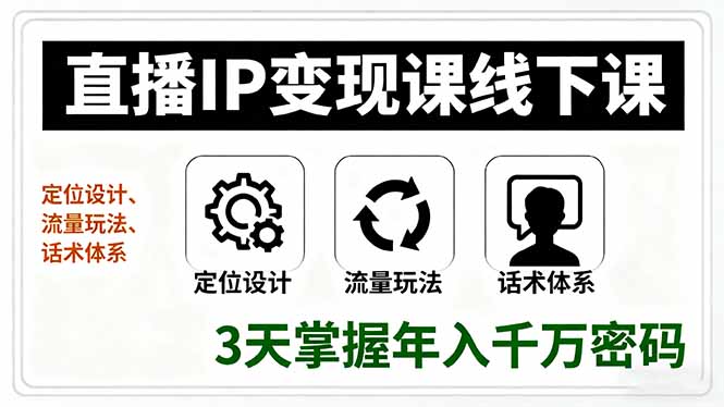 直播IP变现课线下课，定位设计、流量玩法、话术体系，3天掌握年入千万密码-yunhe