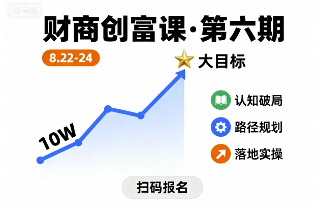 财商创富课第六期8月22-24号，如何从10W起步，一步步实现大目标-yunhe