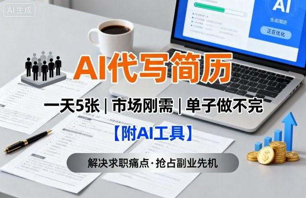 AI代写简历，一天5张，今年找工作难，市场刚需，单子做不完【附AI工具】-yunhe
