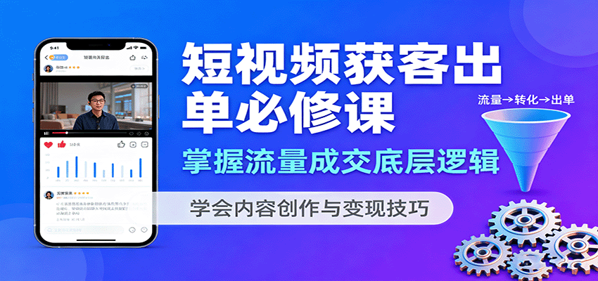 短视频获客出单必修课：掌握流量成交底层逻辑，学会内容创作与变现技巧-yunhe