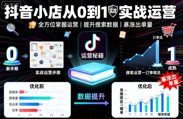 抖音小店从0到1实战运营，帮你全方位掌握小店运营，提升搜索数据与出单量-yunhe