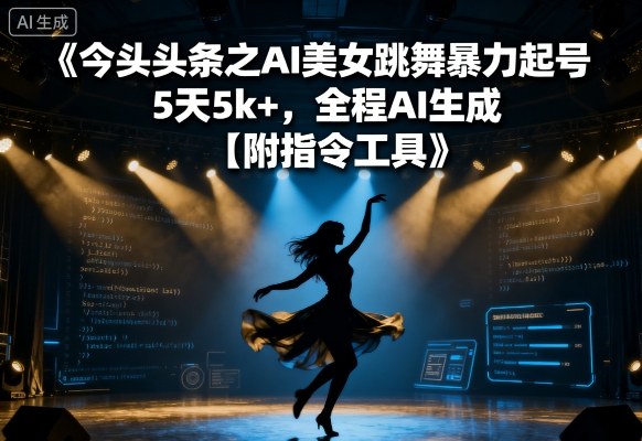 今日头条之AI美女跳舞暴力起号，5天1k+，全程AI生成【附指令工具】-yunhe
