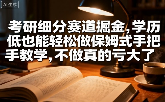 考研细分赛道掘金，日入1k+，学历低也能轻松做保姆式手把手教学，不做真的亏大了【揭秘】-yunhe