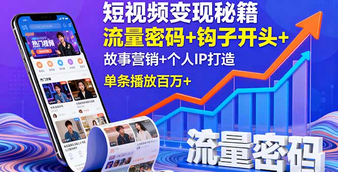 短视频变现秘籍，流量密码+钩子开头+故事营销+个人IP打造，单条播放百万+-yunhe