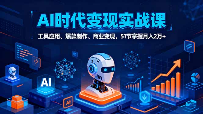 AI时代全场景实战课，工具应用、爆款制作、商业变现，51节掌握月入2万+-yunhe