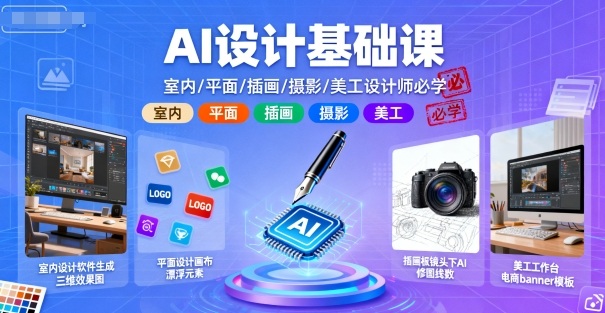 AI设计基础课，室内、平面、插画、摄影、美工设计师必学的-yunhe