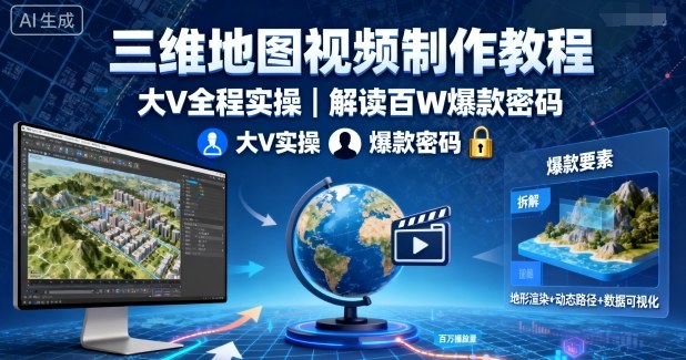 三维地图视频制作教程，大V全程实操，解读百W爆款密码-yunhe