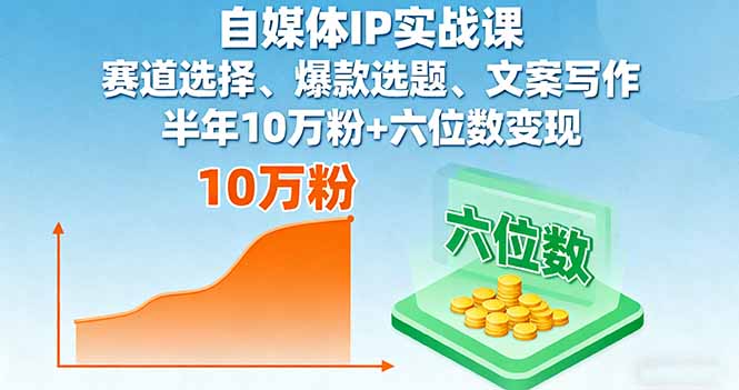 自媒体IP实战课，赛道选择、爆款选题、文案写作，半年10万粉+六位数变现-yunhe