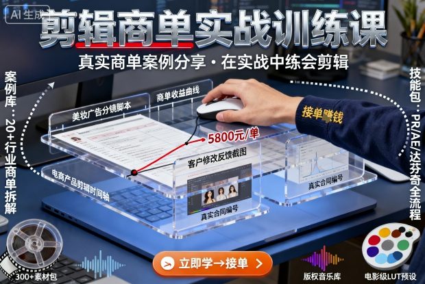 剪辑商单实战训练课，真实商单案例分享，在实战中练会剪辑-yunhe