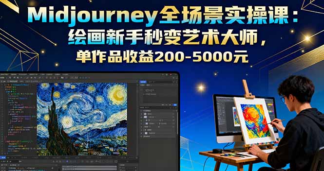 Midjourney全场景实操课：绘画新手秒变艺术大师，单作品收益200-5000元-yunhe