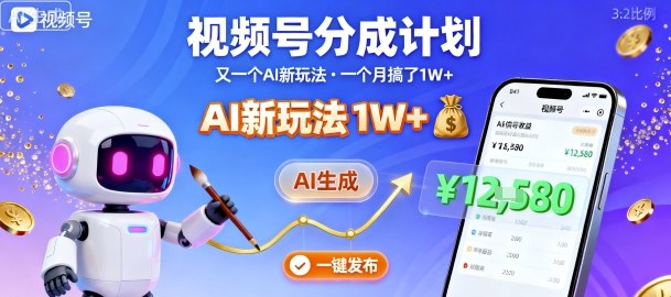视频号分成计划：又一个AI新玩法，一个月搞了1W+，纯AI生成，一键发布即可-yunhe