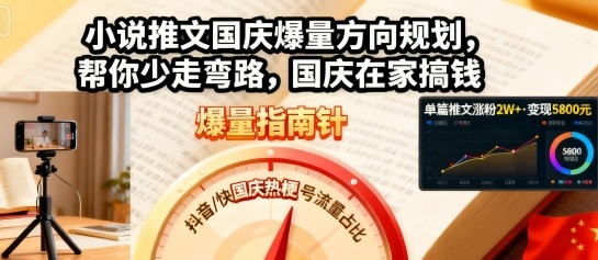 小说推文国庆爆量方向规划，帮你少走弯路，国庆在家搞钱-yunhe