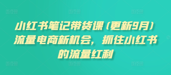 小红书笔记带货课(更新25年9月)流量电商新机会，抓住小红书的流量红利-yunhe