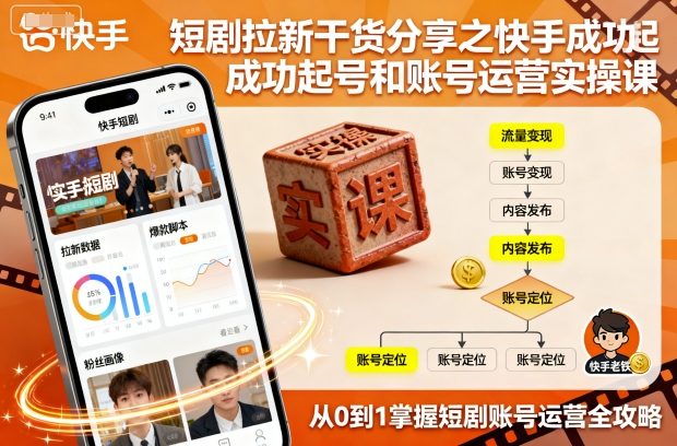 短剧拉新干货分享之快手成功起号和账号运营实操课-yunhe