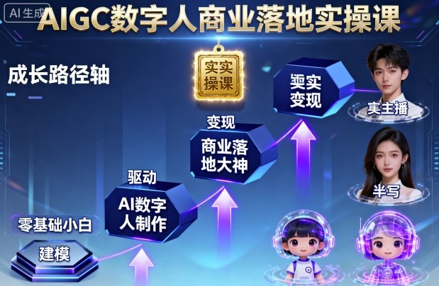 AIGC数字人商业落地实操课，从零基础小白到AI数字人大神-yunhe