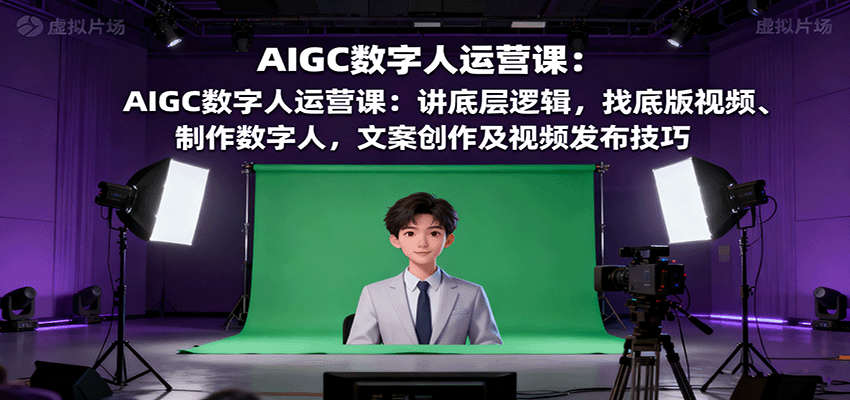 AIGC数字人运营课：讲底层逻辑，找底版视频、制作数字人，文案创作及视频发布技巧-yunhe