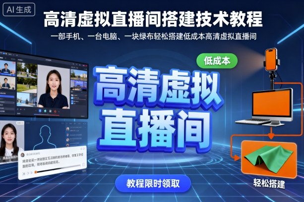高清虚拟直播间搭建技术教程，一部手机、一台电脑、一块绿布轻松搭建低成本高清虚拟直播间-yunhe
