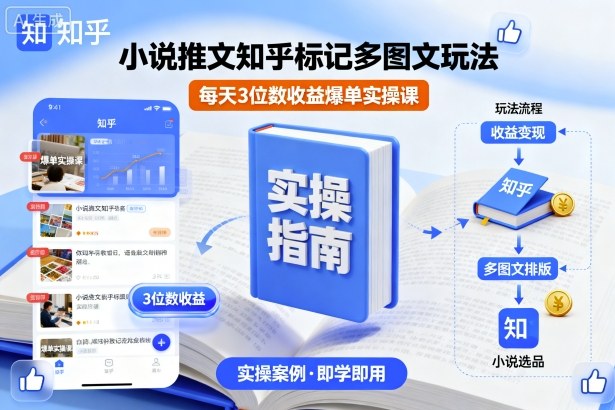 小说推文知乎标记多图文玩法，每天3位数收益爆单实操课-yunhe
