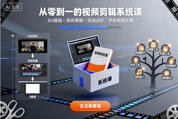 从零到一的视频剪辑系统课，从0基础–系统掌握–实战进阶，学拍视频剪辑-yunhe