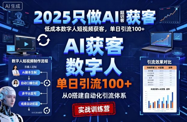 2025只做AI获客，AI超级获客实训营，低成本数字人短视频获客，单日引流100+-yunhe