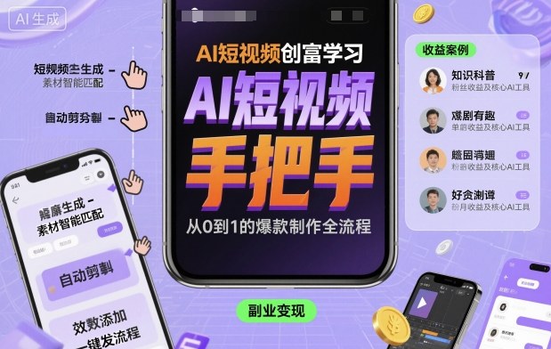 AI短视频创富学习，手把手教会你制作AI短视频-yunhe