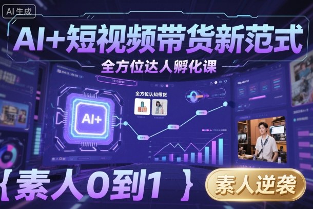 AI+短视频带货新范式全方位达人孵化课，素人也可以从0到1，全方位认知短视频带货-yunhe