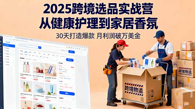 2025跨境选品实战营：从健康护理到家居香氛，30天打造爆款,月利润破万美金-yunhe