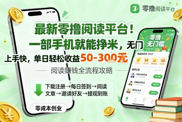 最新零撸阅读平台！一部手机就能挣米，无门槛上手快，单日轻松收益50-3张【揭秘】-yunhe