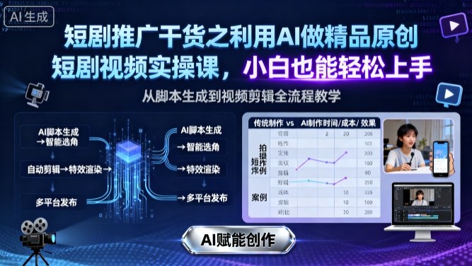 短剧推广干货之利用AI做精品原创短剧视频实操课，小白也能轻松上手-yunhe