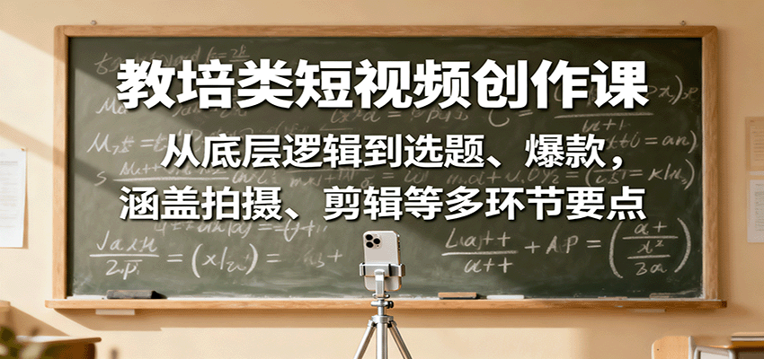 教培类短视频创作课：从底层逻辑到选题、爆款，涵盖拍摄、剪辑等多环节要点-yunhe