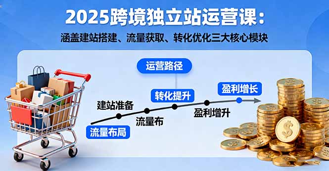 2025跨境独立站运营课：涵盖建站搭建、流量获取、转化优化三大核心模块-yunhe