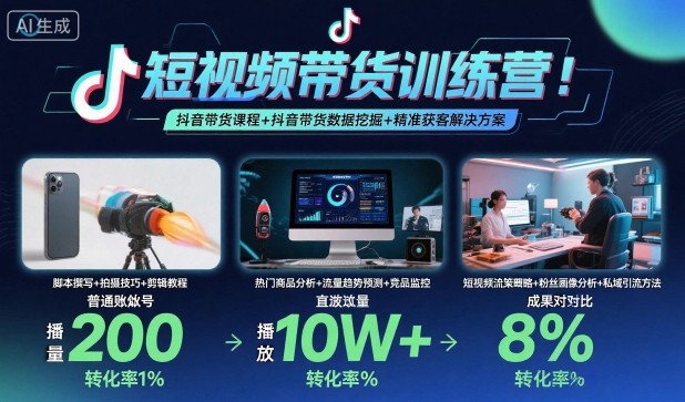 短视频带货训练营，抖音带货课程+抖音带货数据挖掘+精准获客解决方案-yunhe