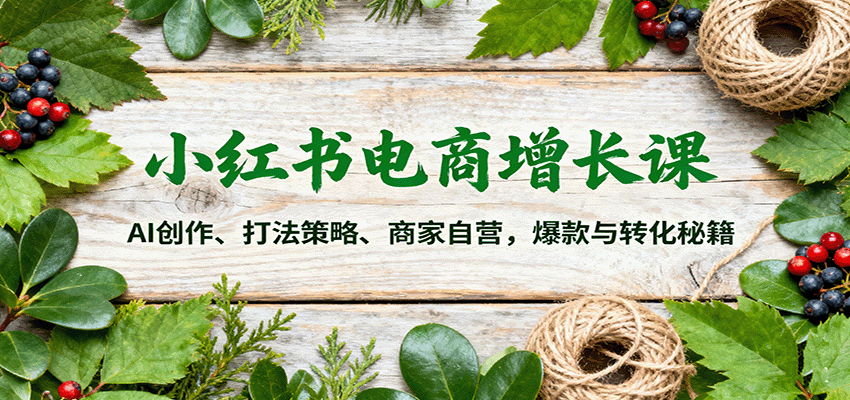 小红书电商增长课：AI创作、打法策略、商家自营，爆款与转化秘籍-yunhe