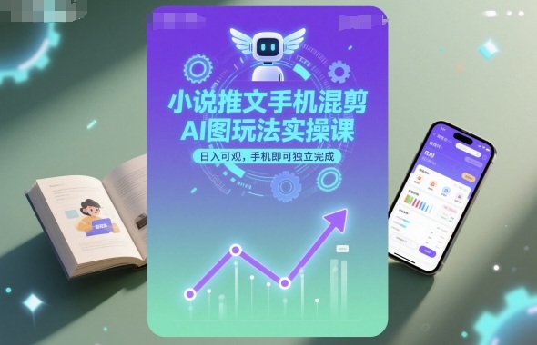 小说推文手机混剪AI图玩法实操课，日入可观，手机即可独立完成-yunhe