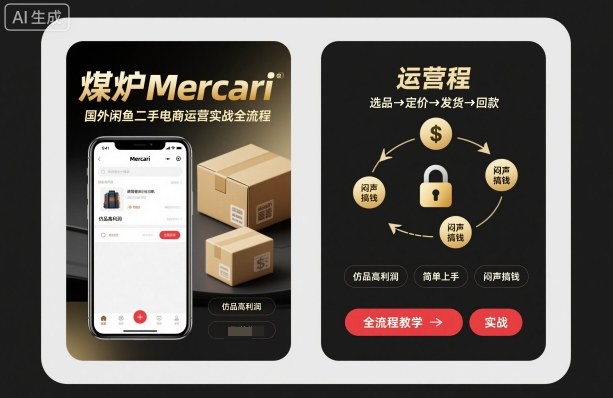 煤炉Mercari国外闲鱼二手电商运营实战全流程，仿品高利润，简单上手，闷声搞钱-yunhe