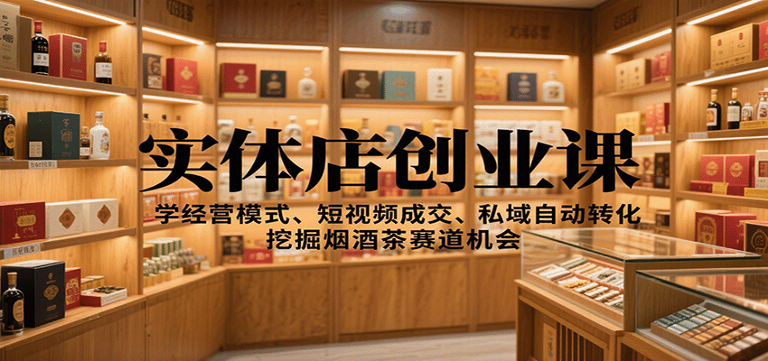 实体店创业课：学经营模式、短视频成交、私域自动转化，挖掘烟酒茶赛道机会-yunhe