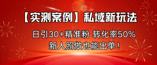 【实测案例】私域新玩法，日引30+精准粉，转化率50%，新人照做也能出单！-yunhe