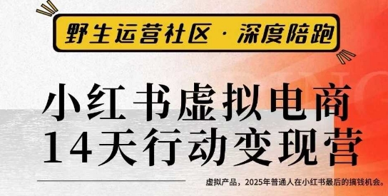 小红书虚拟电商14天变现训练营3.0，​虚拟产品，2025年普通人在小红书最后的搞钱机会-yunhe