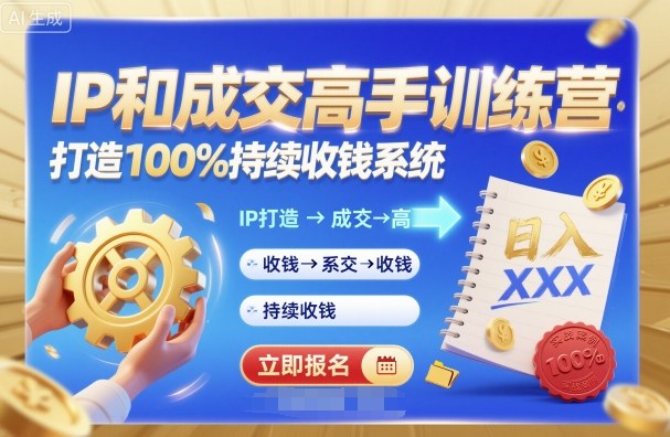带你成为IP和成交高手的训练营，打造100%持续收钱系统-yunhe