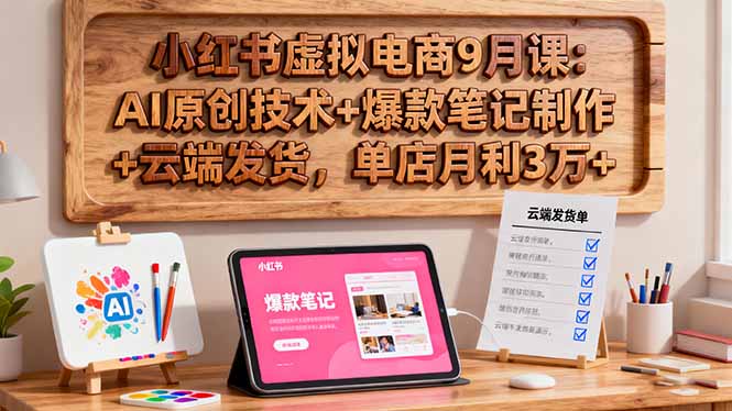 小红书虚拟电商9月课：AI原创技术+爆款笔记制作+云端发货，单店月利3万+-yunhe