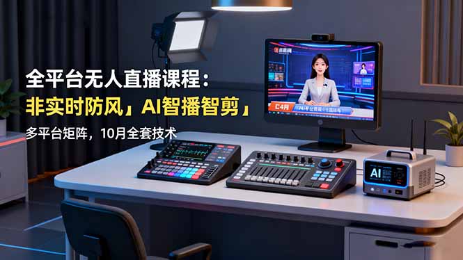 全平台无人直播课程：非实时防风＋AI智播智剪＋多平台矩阵，10月全套技术-yunhe