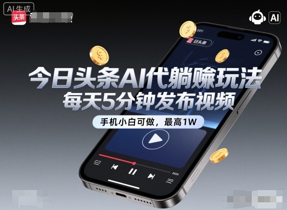 今日头条AI代躺賺玩法，每天5分钟发布视频，手机小白可做，最高1W+【揭秘】-yunhe