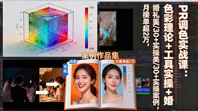 PR调色实战课:色彩理论+工具实操+婚礼医美/30+实操案例,月接单超2万-yunhe