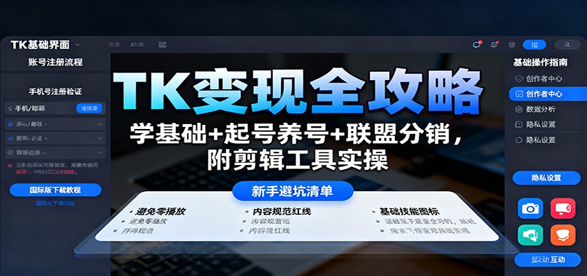 TK变现全攻略：学基础+起号养号+联盟分销，附剪辑工具实操-yunhe