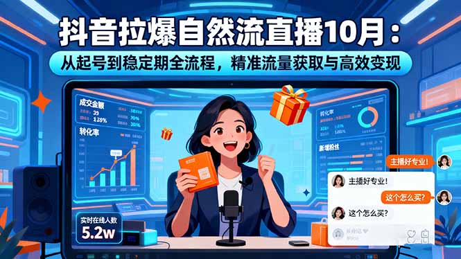 抖音拉爆自然流直播10月：从起号到稳定期全流程，精准流量获取与高效变现-yunhe