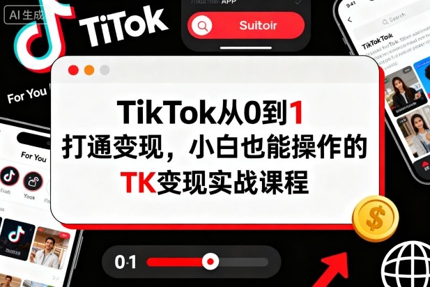 TikTok从0到1打通变现，小白也能操作的TK变现实战课程-yunhe